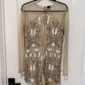 ASOS EMBELLISHED PLAYSUIT ROMPER IN GOLD